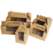 Carrier Lunch Package Boxes / Kraft Paper Cupcake Box avec insert